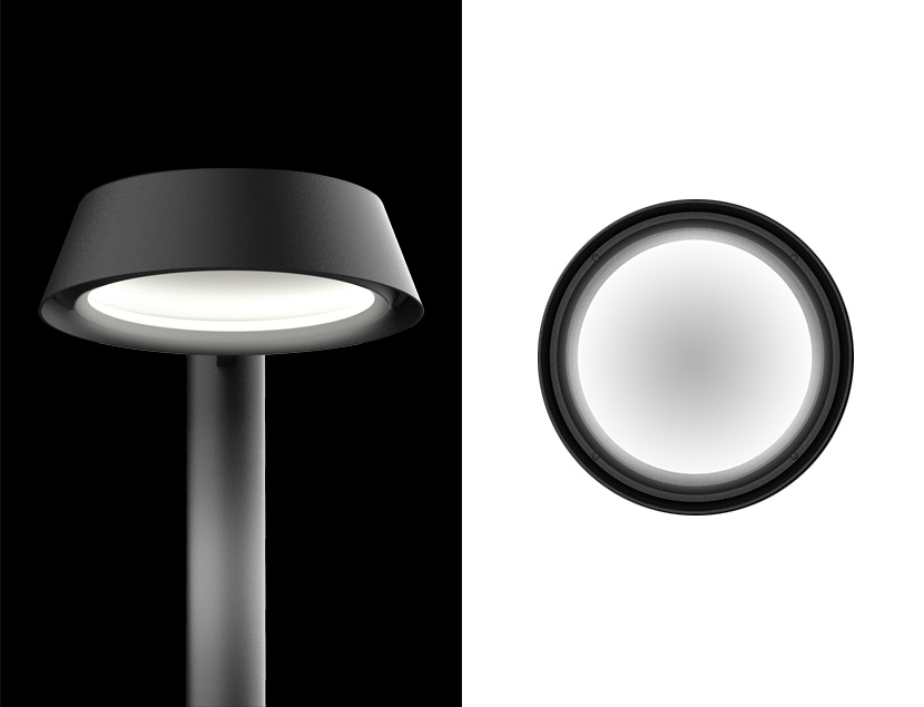 Close up of 2 Clermont fixtures, side by side, to show optics