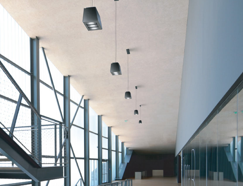 Multilux pendant fixtures in a high ceiling