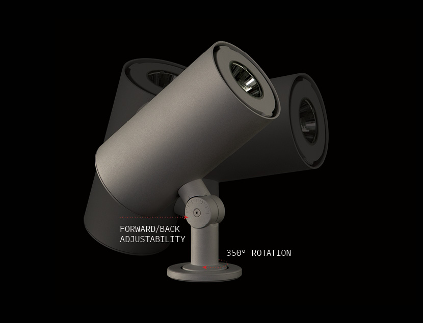 Close up of Scopo fixture depicting the adjustability