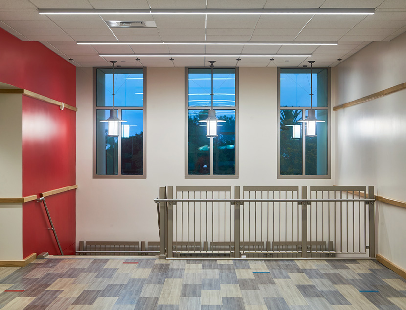 Stairwell illuminated by Eclipse luminaires